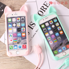 日韩猫咪iPhone6plus/6s手机壳挂绳苹果7/5se硅软胶套卡通可爱女