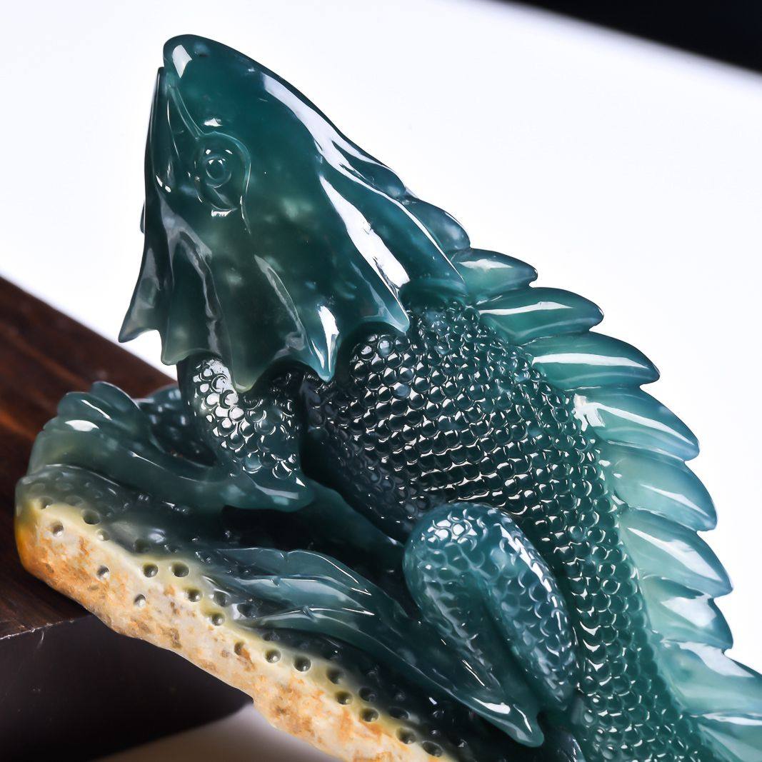 【源头好货-四会】翡翠a货拍卖精雕招财蜥蜴摆件206.86g