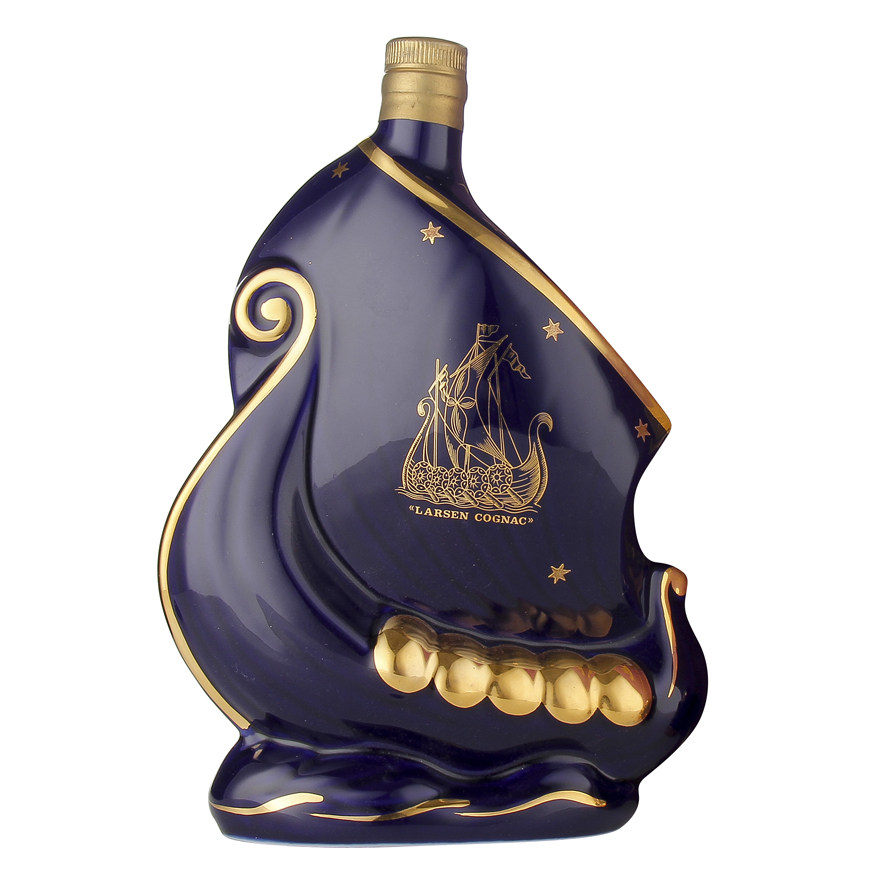 【银盾7】约80年代 拉森 帆船系列蓝瓷瓶干邑 700ml 40度 - 拍卖