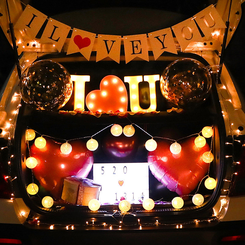 串灯后备箱惊喜公主尾箱礼物布置轿车结婚求婚纪念日生日小车装饰