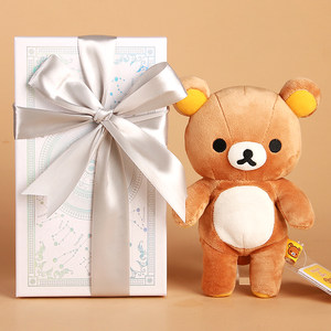 情人节男神节手提礼品袋伴手包装盒子轻松熊公仔玩偶女友生日礼物