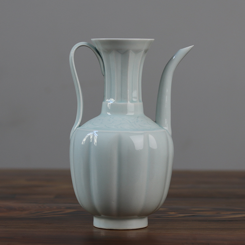 宋湖田影青手执壶茶酒壶宋代点茶茶百戏汤瓶提点斗茶比赛桥峰陶瓷