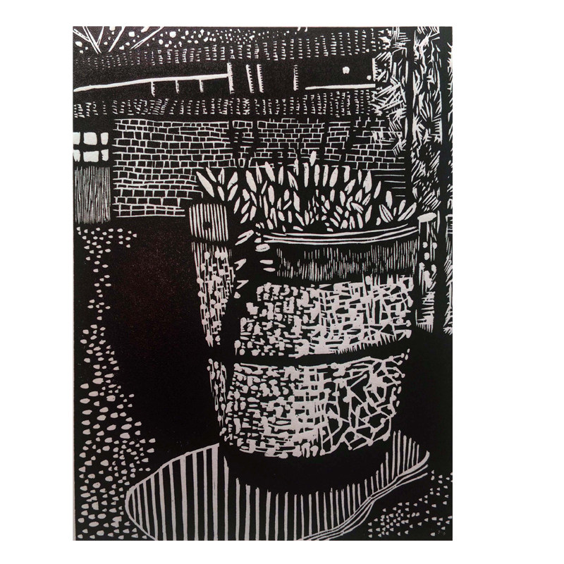 陈蔚蓝《多肉系列2》黑白木刻 50版