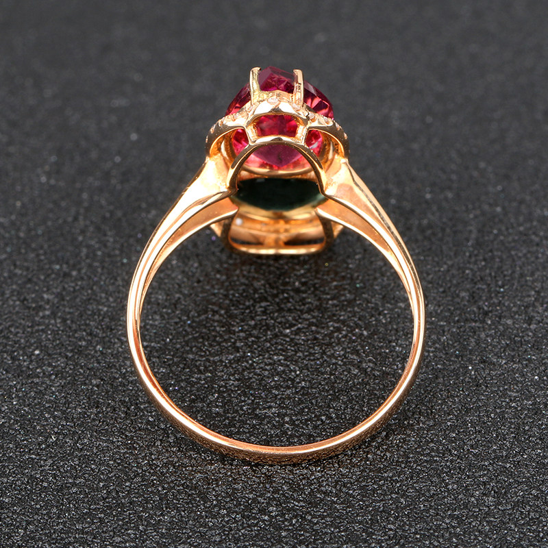 5.2ct 戒指_天然红绿红碧玺_18k金镶钻石27383