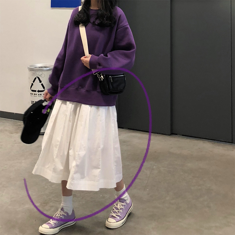 秋冬2019新款韓版白色工裝裙子學生複古a字高腰百褶裙半身裙女ins在類目 女裝/女士精品, 半身裙中 - 來自Buy2taobao.com提供專業的淘寶代購服務