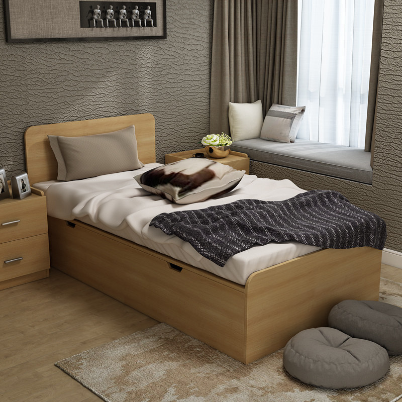 乐家定制现代简约双人卧室硬板床 抽屉低箱床储物收纳床 板式1.