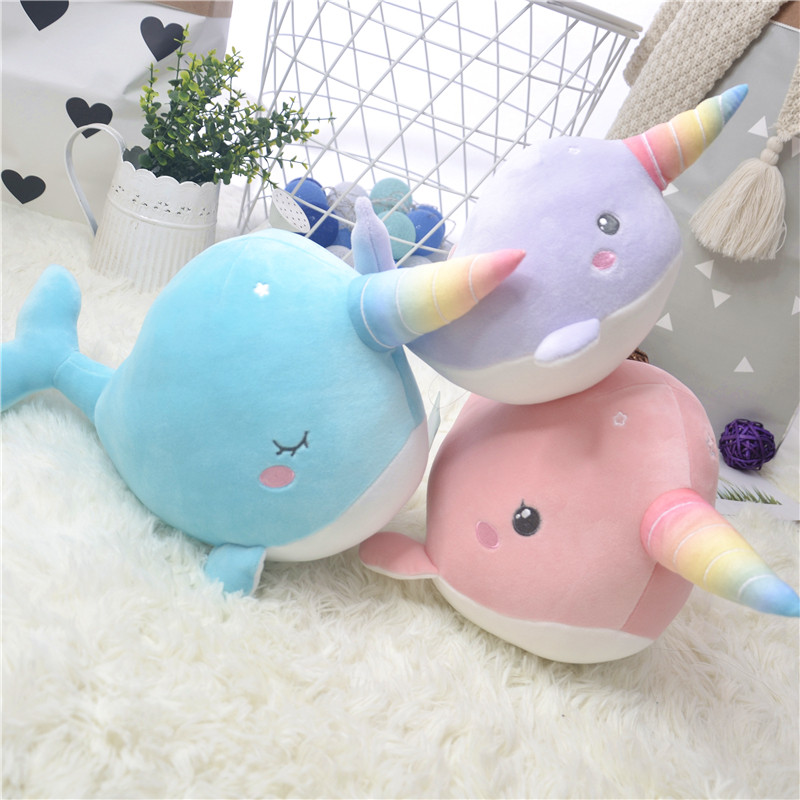 凯佩珑彩虹独角鲸鱼毛绒玩具海洋馆动物玩偶布娃娃儿童生日礼物