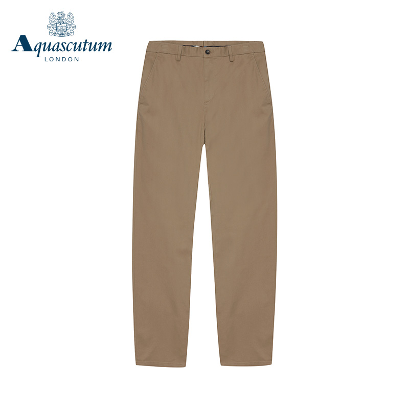 Aquascutum/雅格狮丹秋冬新品深蓝色卡其色男式休闲裤Q4661EM021