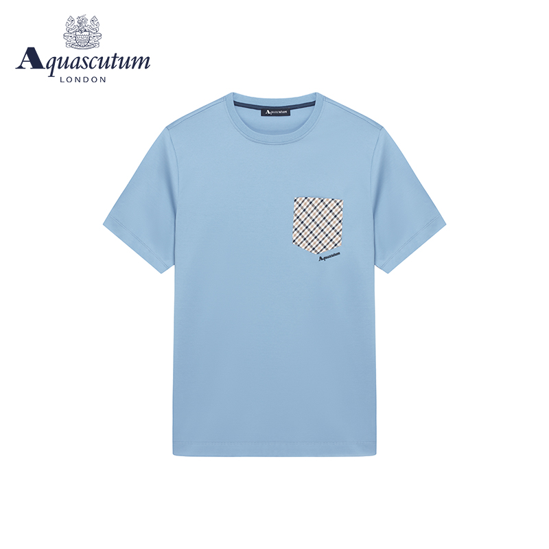 Aquascutum/雅格狮丹春夏新品男士休闲纯棉潮流圆领T恤Q4770EM031