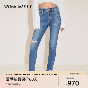 【土耳其牛仔】Miss Sixty2024春季新款牛仔裤女破洞修身铅笔裤