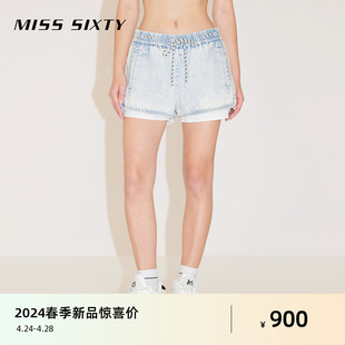 【土耳其牛仔】Miss Sixty2024春季新款浅色牛仔短裤女松紧腰直筒