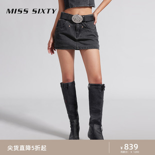 Miss Sixty2024夏季新款牛仔短裤女裙裤辣妹风设计感拼裁小众百搭