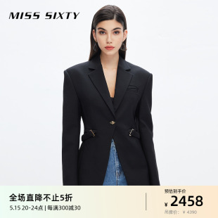 Miss Sixty西装外套女气质垫肩收腰显瘦黑色小西服通勤高级感