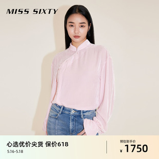 【新中式】Miss Sixty2024春季新款含真丝丝绒衬衫女气质复古国风