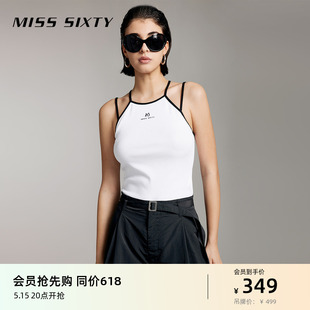 Miss Sixty2024夏季新款针织吊带背心女撞色印花性感外穿内搭辣妹