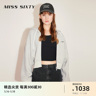 Miss Sixty外套女时尚气质抽绳连帽拉链短款休闲运动风卫衣