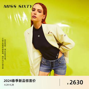 Miss Sixty2024春季新款呢料外套女含羊毛高级感气质垫肩通勤