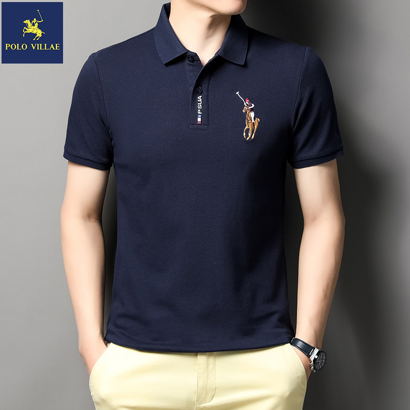 polovillae/保罗威特2022夏季短袖polo衫男纯棉翻领t恤男士上衣