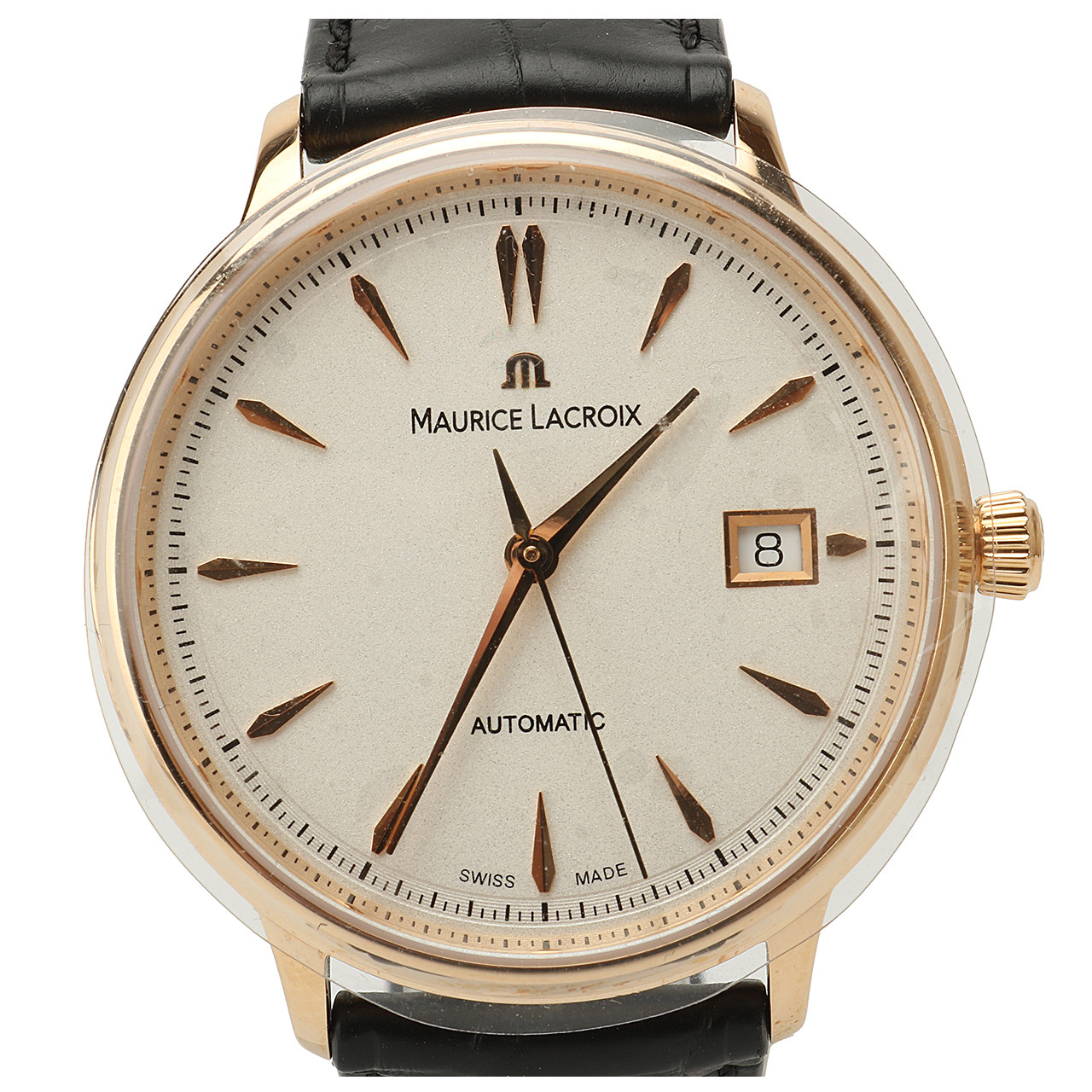 [9.9新]未使用艾美maurice lacroix自动机械18k玫瑰金男表zh15