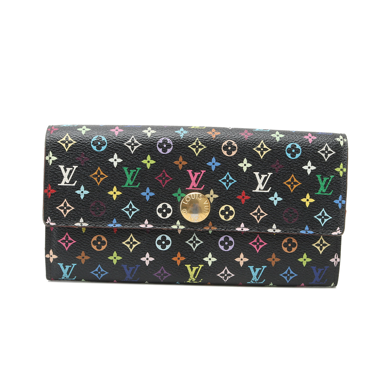 [9.0新]路易威登lv经典黑七彩老花长款女士钱包zhmp