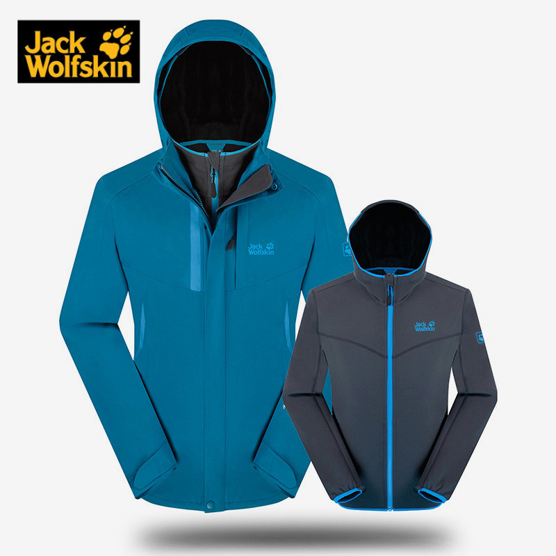 jackwolfskin狼爪三合一夹克男套抓绒内胆防风隔水可拆帽1107803-mc母