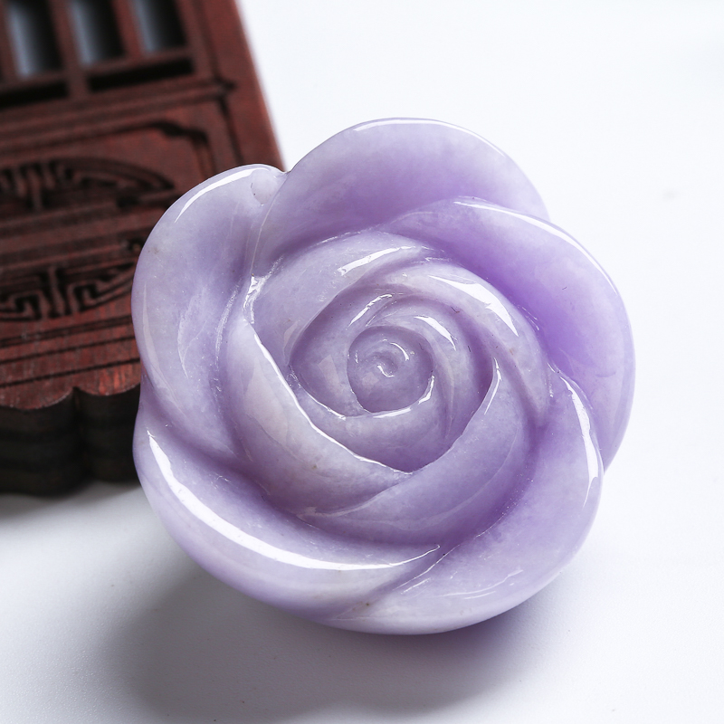 翡翠精品 紫罗兰玫瑰挂件 26.78克