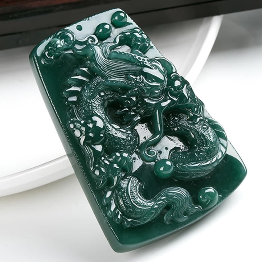 a货老坑冰糯种蓝水霸气龙牌吊坠70.03g