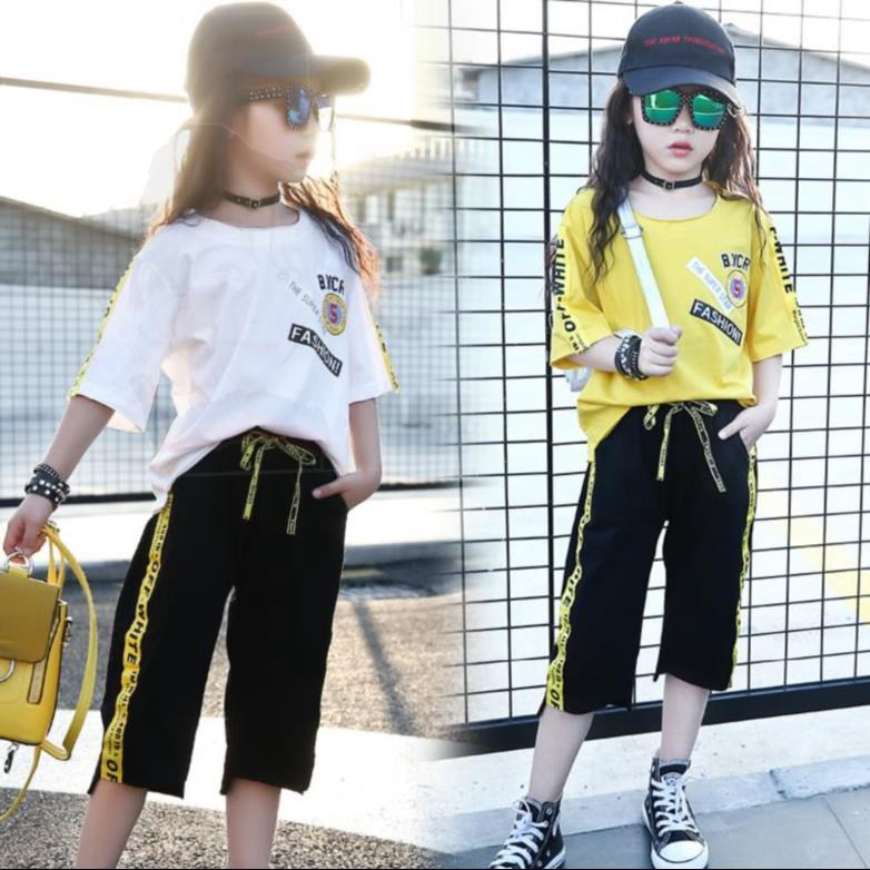 网红大童装夏天套装女上衣休闲2019年百搭简约韩装全棉潮流姐妹。|ruв категории Детская одежда, костюм - от Buy2taobao.com для оказания профессиональной услуги покупки агента Taobao
