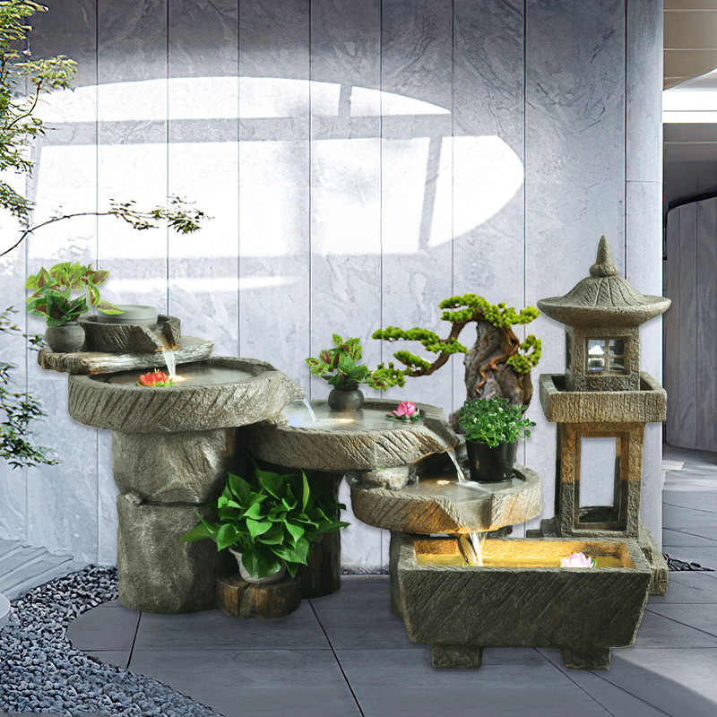田园假山喷泉流水摆件鱼池造景阳台庭院室内装饰循环水系景观落地