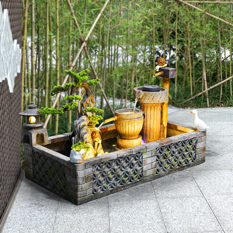 假山流水喷泉户外庭院