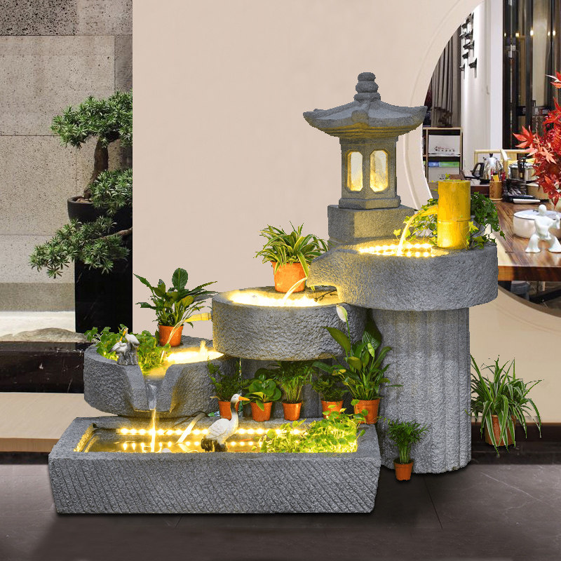 中式流水喷泉摆件客厅庭院阳台造景假山水景观鱼池现代落地装饰品