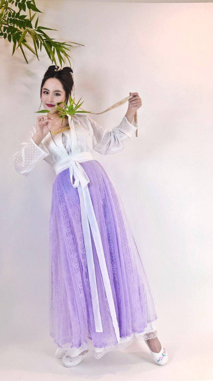 清仓5折不退不换已折后价素念原创紫色银丝蕾丝马面裙汉服无内衬