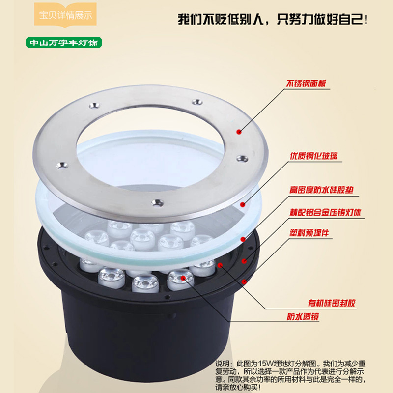 led地埋灯七彩方形圆形草坪射灯花园草地墙角户外24V12V防水广场