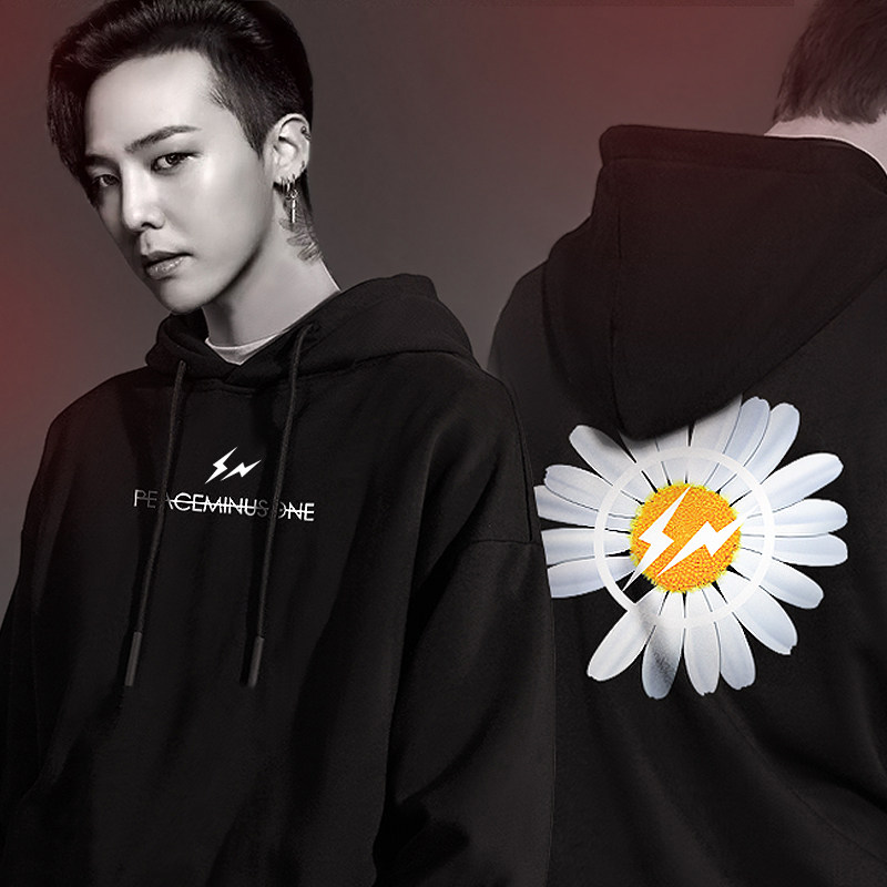 藤原浩卫衣_权志龙同款小雏菊连帽卫衣加绒日系藤原浩pmo闪电潮情侣