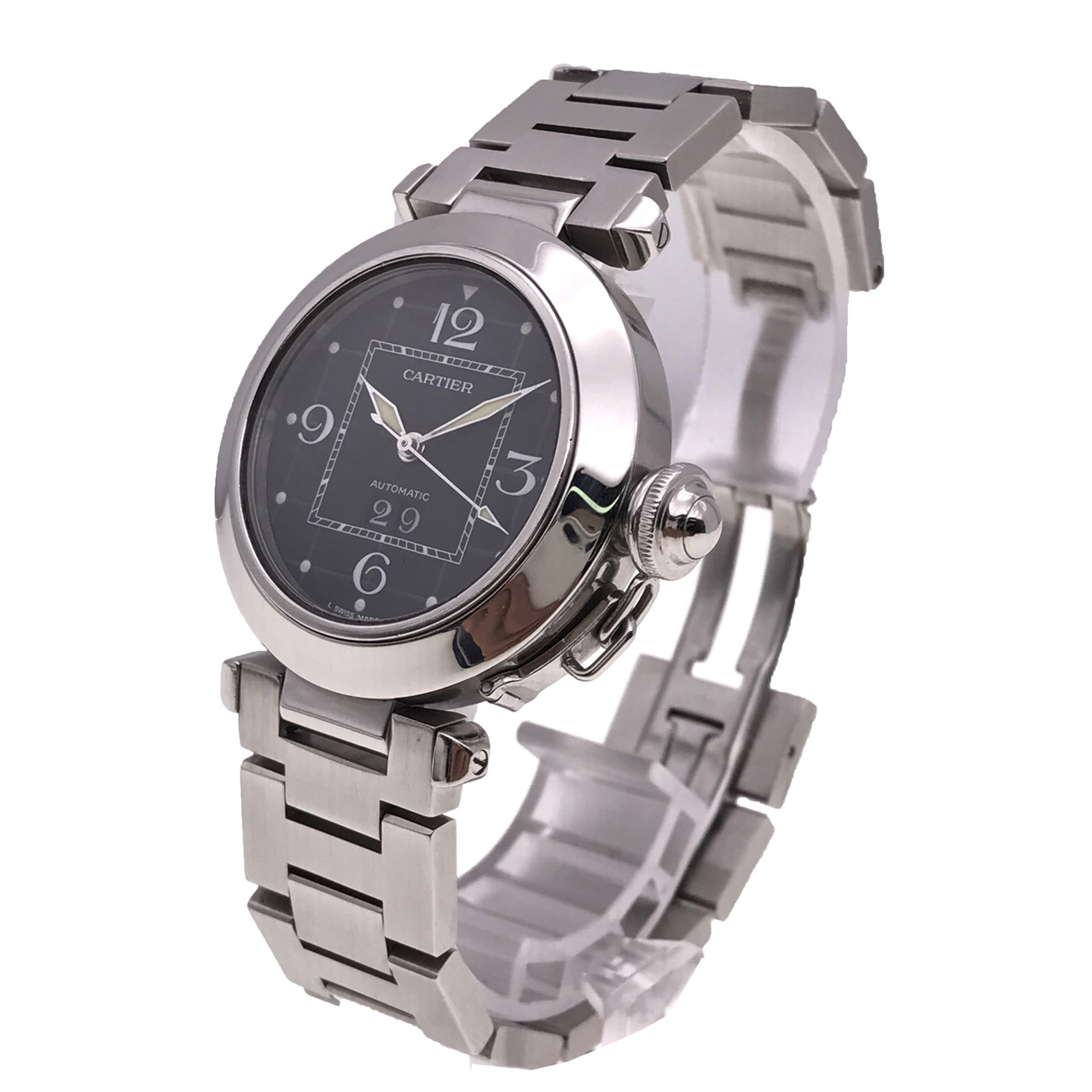 [9.5新]卡地亚帕莎系列黑面自动机械男表