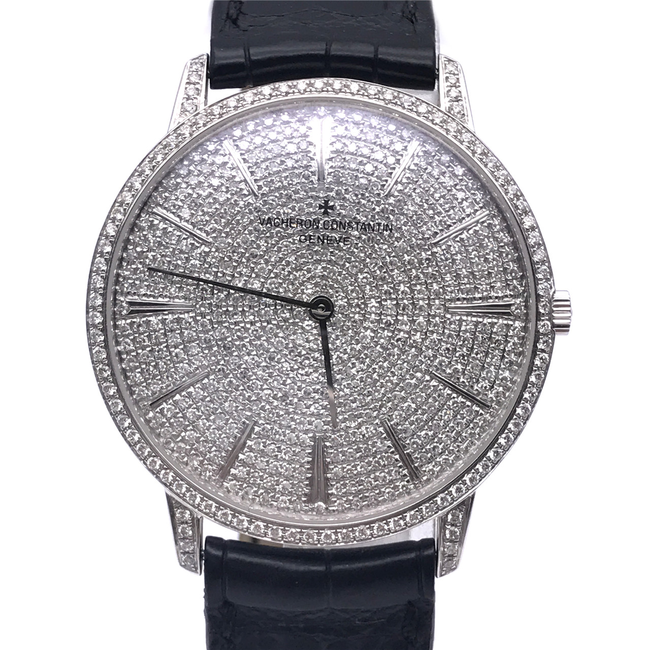 [9.5新]江诗丹顿18k白金镶钻手动机械男表