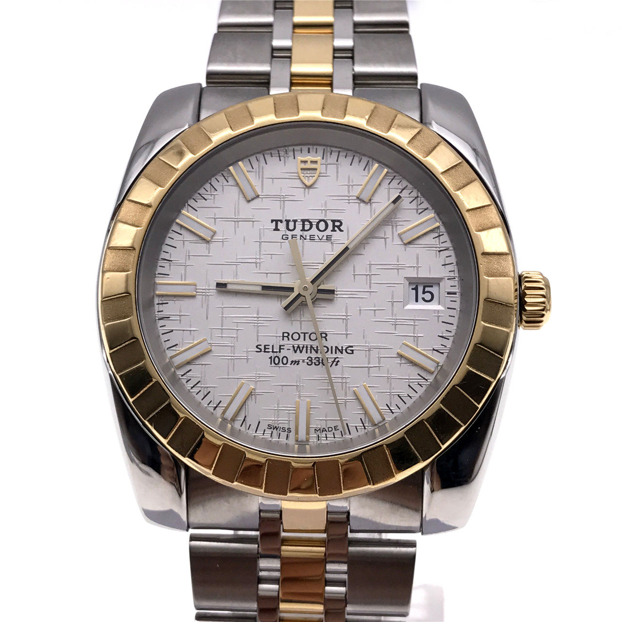 无保留价[9.5新]帝舵经典系列日历18k金自动机械男表21013-62583