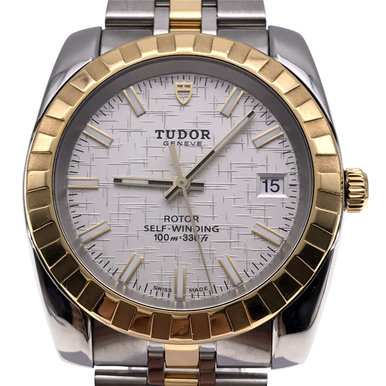 无保留价[9.5新]帝舵经典系列日历18k金自动机械男表21013-62583