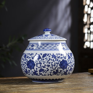 陶瓷茶叶罐景德镇青花图片