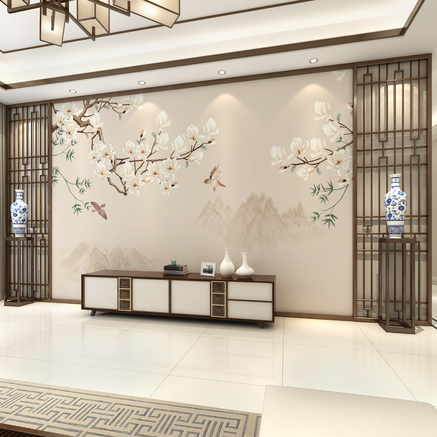 客厅电视沙发背景墙布画已售77￥23折后价￥23淘宝新品新中式电视背景