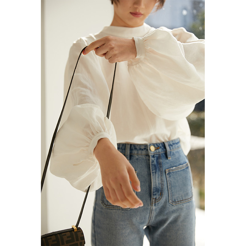 一折灯笼袖 上衣 泡泡袖
