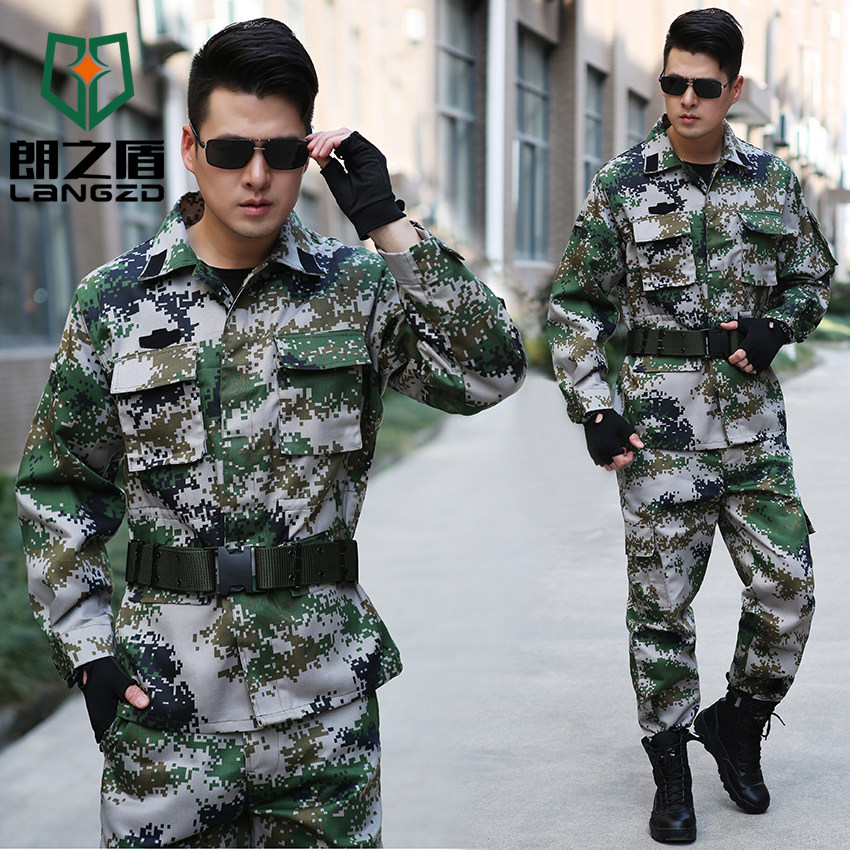 新式男女户外丛林迷彩服套装军训服多袋迷彩作训服军装工作服耐磨