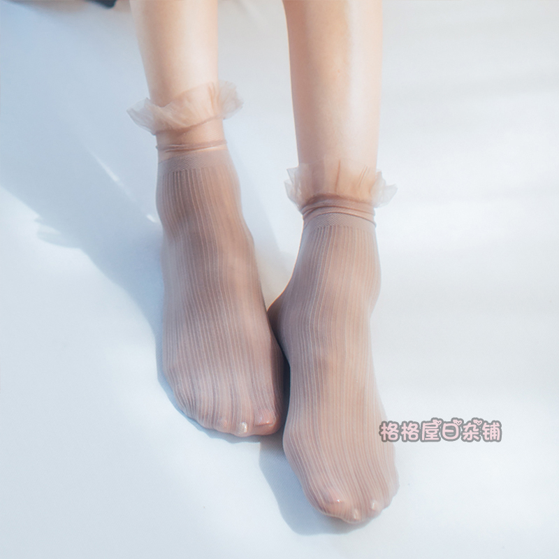 袜子女短筒袜薄款日系蕾丝花边堆堆袜韩版学院风中筒船袜HENNYRUE