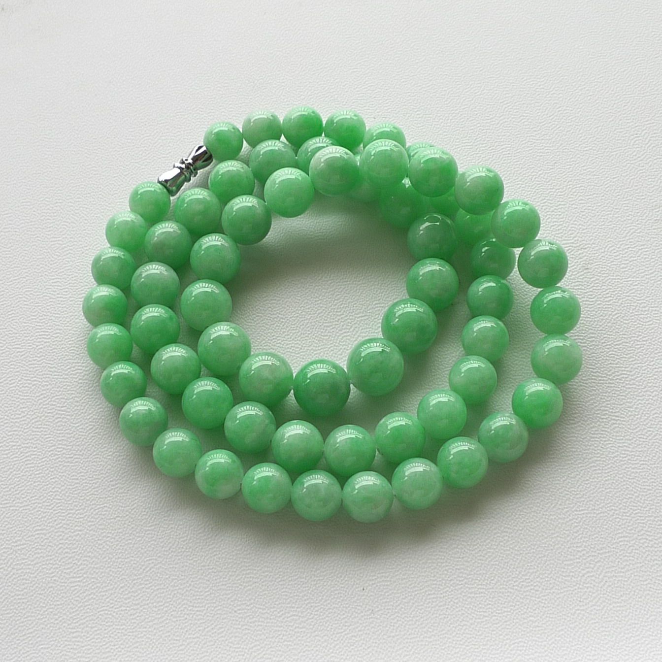 缅甸a货翡翠苹果绿塔珠项链 76.67克