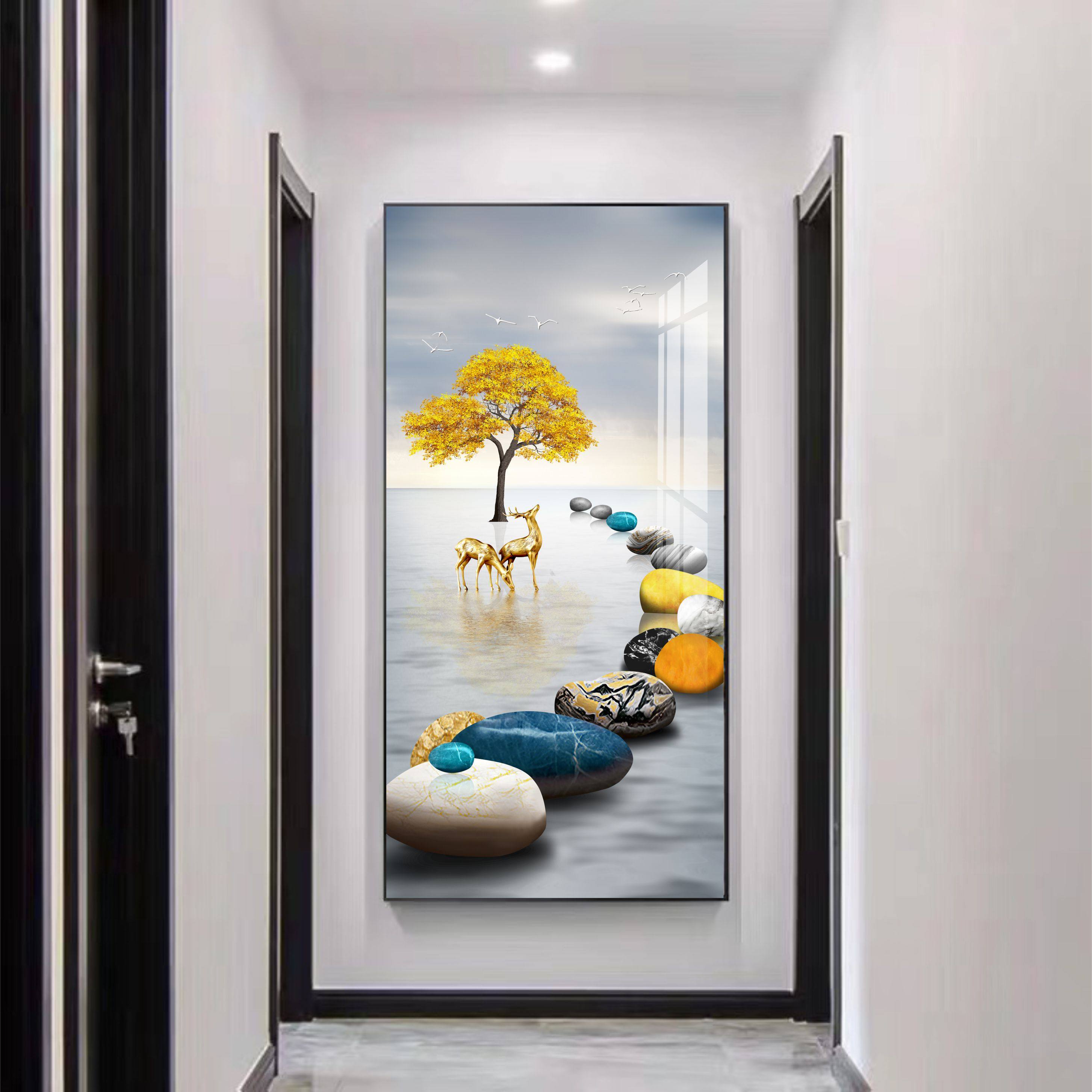 轻奢玄关过道自粘贴画墙壁画现代简约入户客厅走廊墙面装饰画