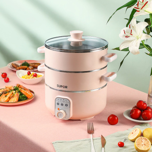 苏泊尔蒸锅家用多功能电蒸锅三层大容量蒸笼早餐机不粘炒菜锅火锅
