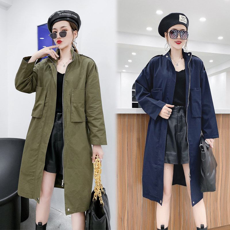 工装风衣女中长款2020春秋新款过膝韩版宽松bf休闲复古港风外套潮