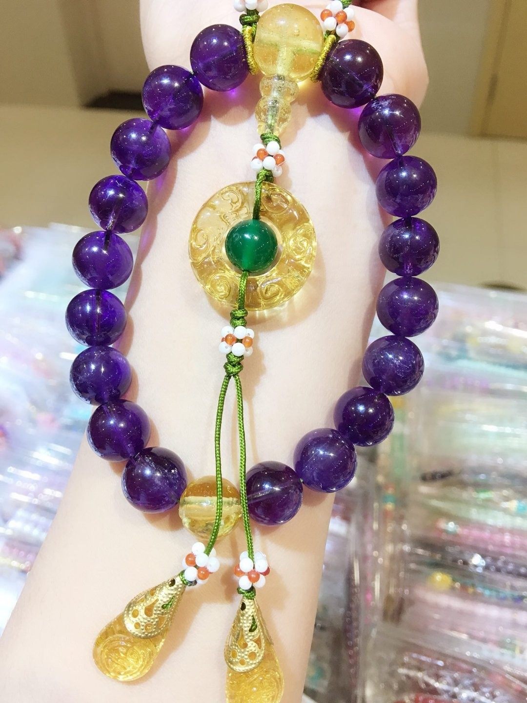 延禧攻略富察皇后秦岚同款紫水晶十八子手串琉璃手珠念珠佛珠——东海