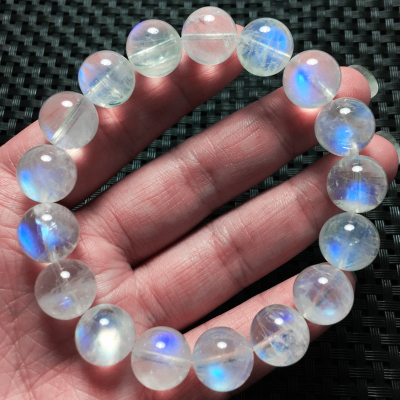 玻璃体斯里兰卡蓝月光石手链冰种月光强蓝光一物一图手串礼物女