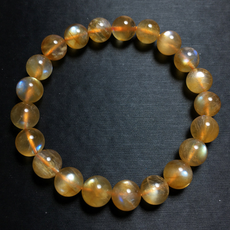 天然芬达黄色安德森手链西藏长石太阳石手串日光石水晶饰品宝石女